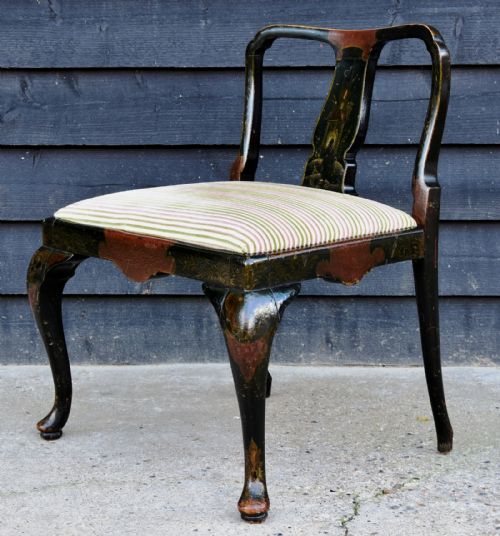 fig 1. Unusual Japanese Lacquered & Hand Painted Chair, Circa 1900.