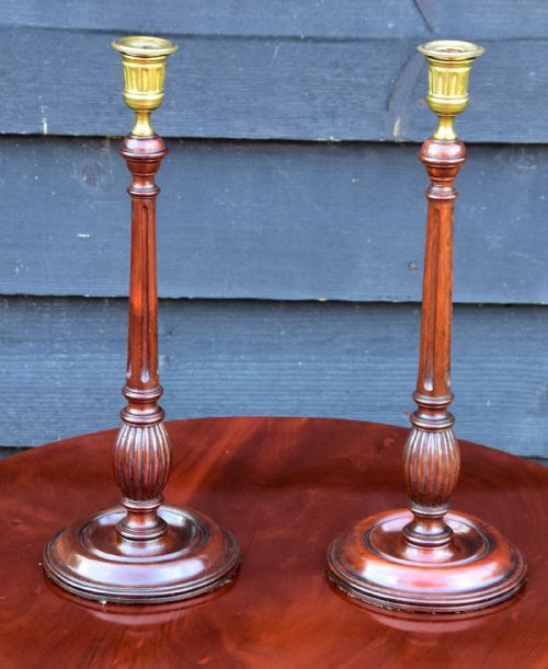 Handsome Pair of Georgian Mahogany Tall Candlesticks Circa 1800.