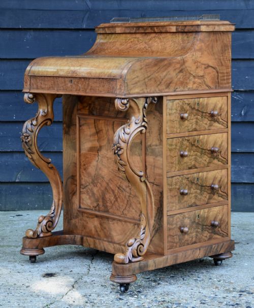 Superb Quality Victorian Burr Walnut Piano Top, Pop-up Davenport, Circa 1860.