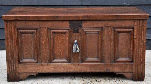 fig 1. Handsome Continental Oak Panelled Coffer, Circa 1740.