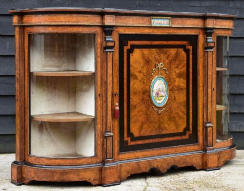 fig 1. Superb Quality Victorian Burr Walnut & Ebonised Credenza