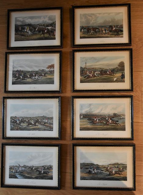 Set of Eight Victorian Hunting Coloured Aquatint Prints by Henry Thomas Alken, Engraved by J. Harris.