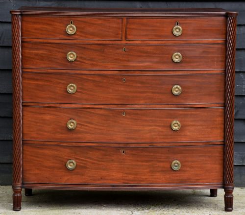 Superb Quality Large Regency Mahogany Bowfronted Chest of Drawers.