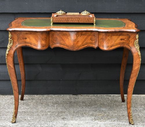 fig 1. Exquisite German Kingwood Marquetry Desk Stand With Inkwells c.1900