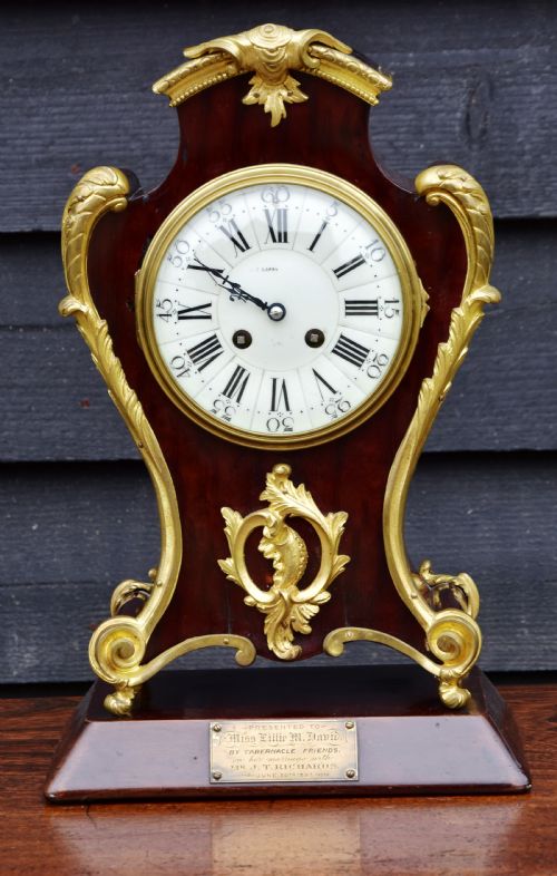 Late 19th Century French Mantel Clock, Mahogany & Ormolu.