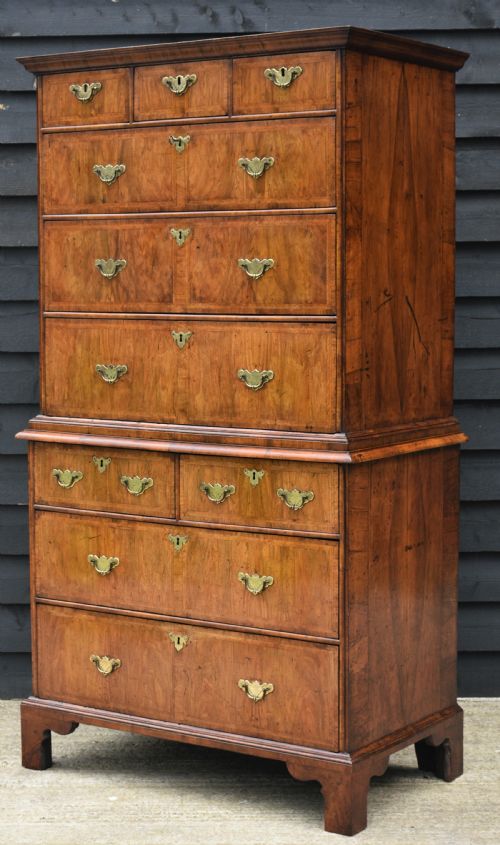 fig 1. Superb 18th Century Walnut Chest On Chest, Georgian C.1715. Excellent Condition.