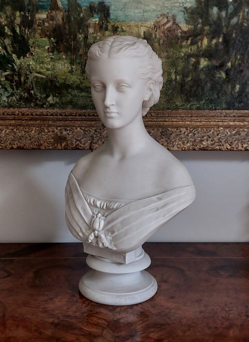 Beautiful Parian Bust of Princess Alexandra by Copeland, from the Sculpture by Mary Thornycroft C.1863.