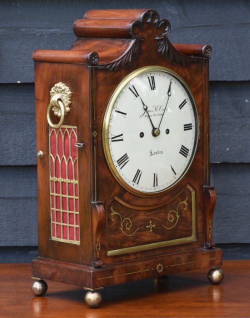 FINE QUALITY REGENCY MAHOGANY BRACKET CLOCK LONDON FUSEE MOVEMENT