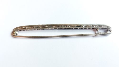 BEAUTIFUL ART DECO BAR BROOCH PIN WITH RUBIES DIAMONDS - ADDITIONAL PHOTO 3