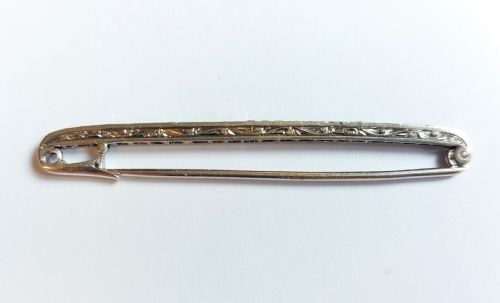 BEAUTIFUL ART DECO BAR BROOCH PIN WITH RUBIES DIAMONDS - ADDITIONAL PHOTO 4