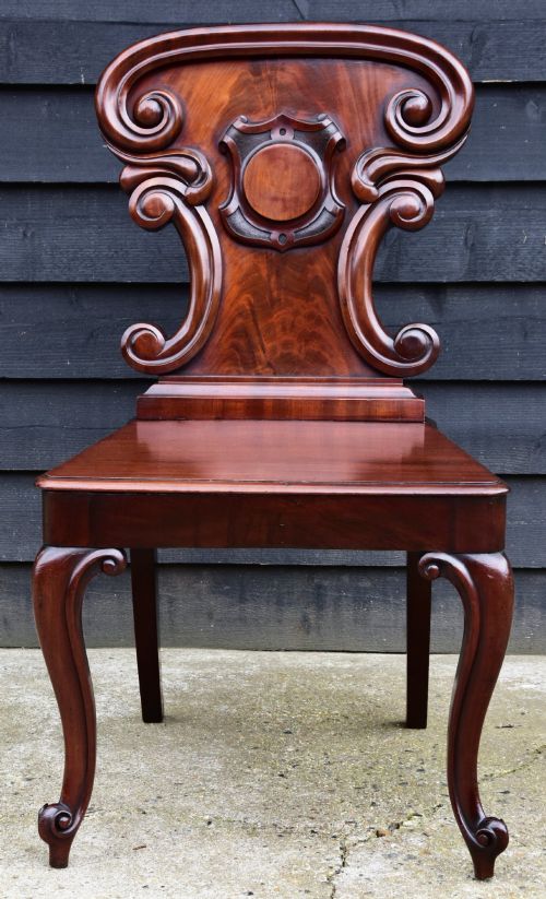 OUTSTANDING LARGE 19TH CENTURY MAHOGANY HALL CHAIR C1830 - ADDITIONAL PHOTO 1