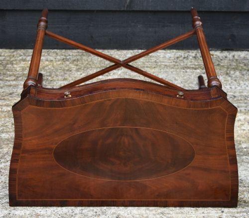 FINE QUALITY EDWARDIAN INLAID MAHOGANY SERPENTINE SEWING NEEDLEWORK TABLE C1910 SMALL PROPORTIONS - ADDITIONAL PHOTO 6