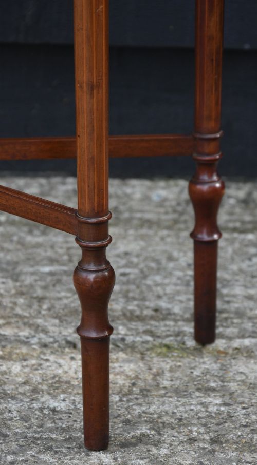 FINE QUALITY EDWARDIAN INLAID MAHOGANY SERPENTINE SEWING NEEDLEWORK TABLE C1910 SMALL PROPORTIONS - ADDITIONAL PHOTO 7