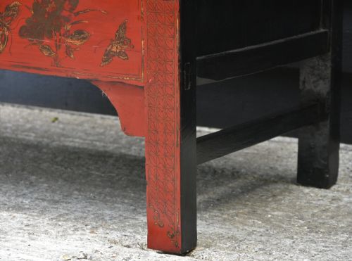 BEAUTIFUL ANTIQUE CHINESE RED LACQUERED MARRIAGE WEDDING CABINET - ADDITIONAL PHOTO 7
