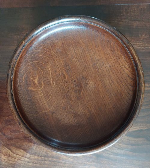 LOVELY 1930'S OAK FRUIT BOWL CENTREPIECE WITH FRUITING VINE CARVED DECORATION - ADDITIONAL PHOTO 2