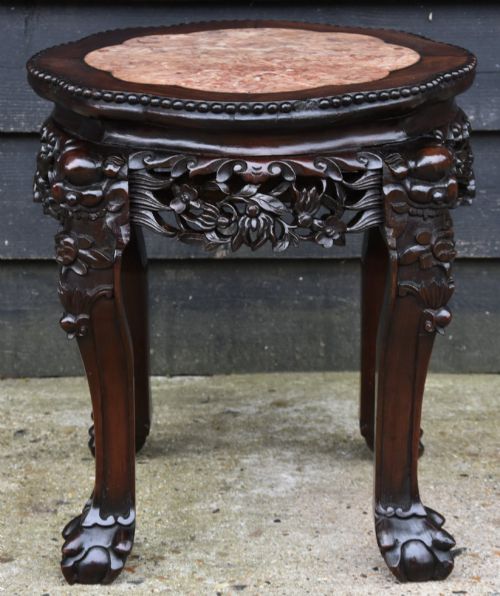 FINE QUALITY CHINESE CARVED LOW TABLE PLANT STAND IN ROSEWOOD 19TH CENTURY - ADDITIONAL PHOTO 1