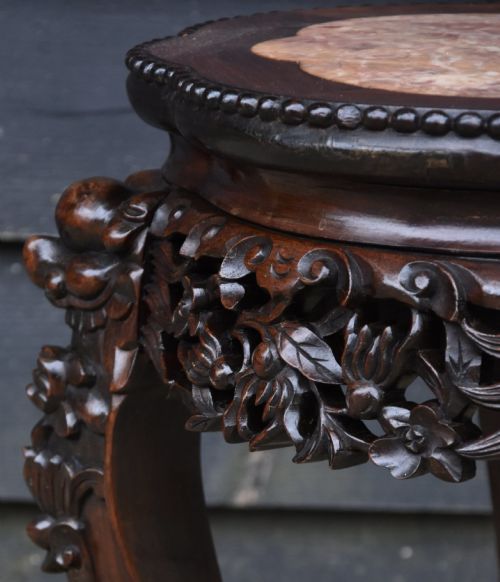 FINE QUALITY CHINESE CARVED LOW TABLE PLANT STAND IN ROSEWOOD 19TH CENTURY - ADDITIONAL PHOTO 3