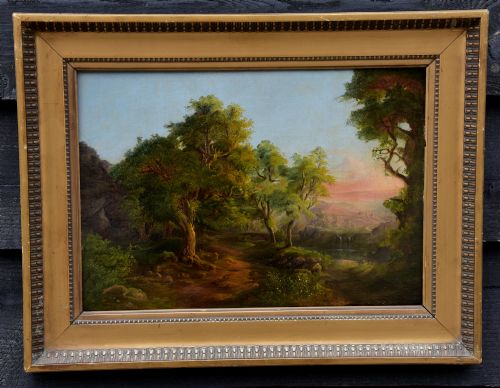 19th Century Oil Painting on Board, Good Quality, Woodland Landscape.