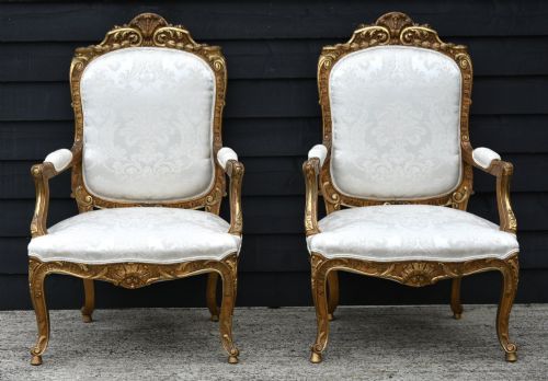 Outstanding Pair of 19th Centruy French Gilt Armchairs C.1880