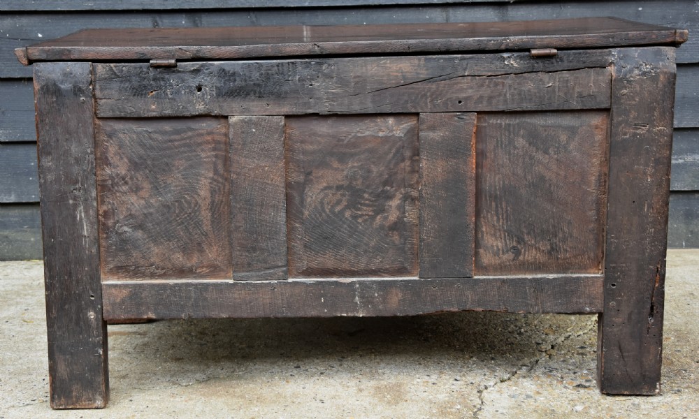 Lovely Small Proportioned 17th Century Oak Panelled Coffer. View XIII