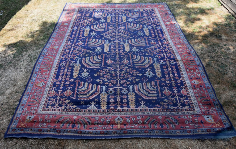 Large Oushak Turkish Wool Rug Retailed by Maple & Co. Oriental Carpets Circa 1910.