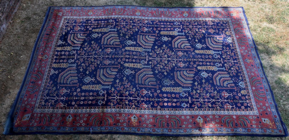 Large Oushak Turkish Wool Rug Retailed by Maple & Co. Oriental Carpets Circa 1910. View II