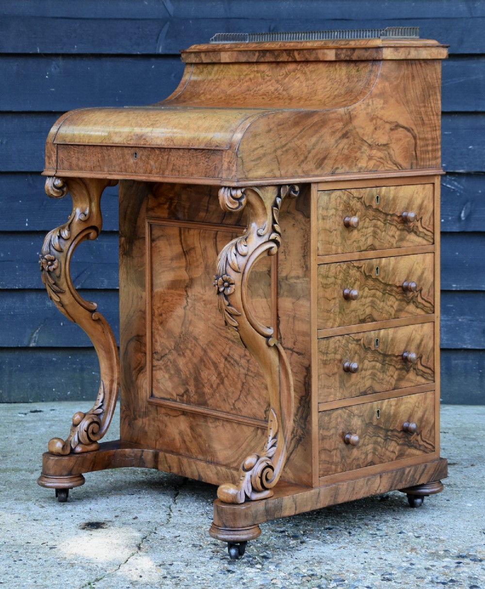 Superb Quality Victorian Burr Walnut Piano Top, Pop-Up Davenport, Circa 1860.