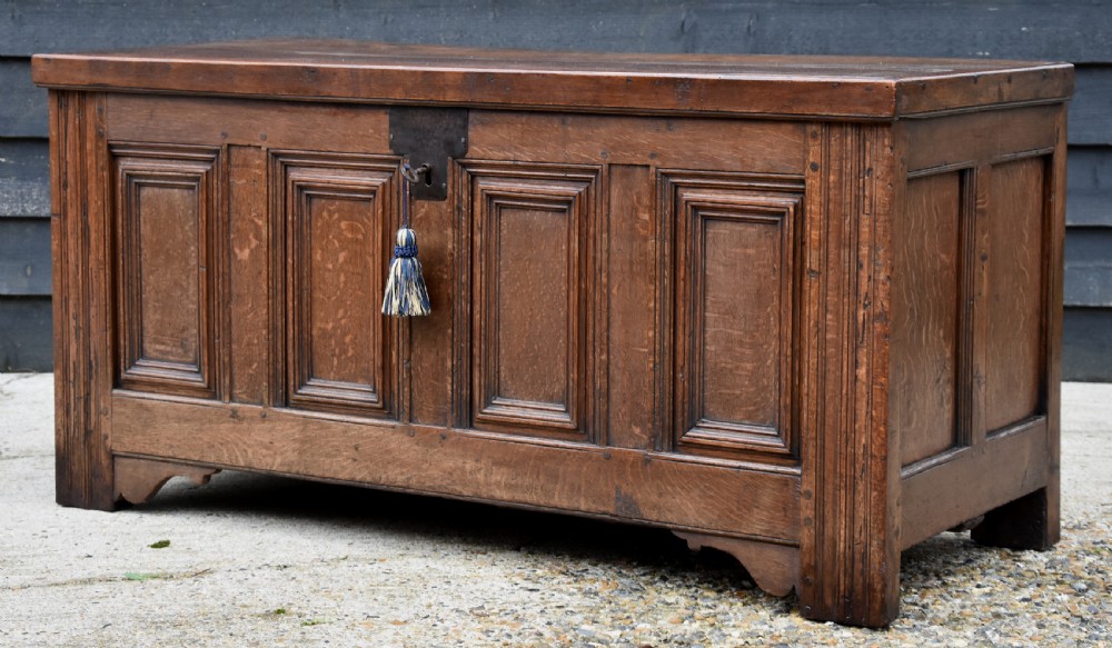Handsome Continental Oak Panelled Coffer, Circa 1740.