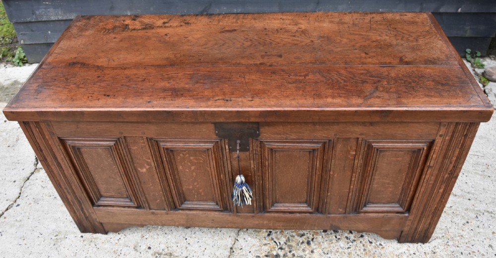 Handsome Continental Oak Panelled Coffer, Circa 1740. View VI