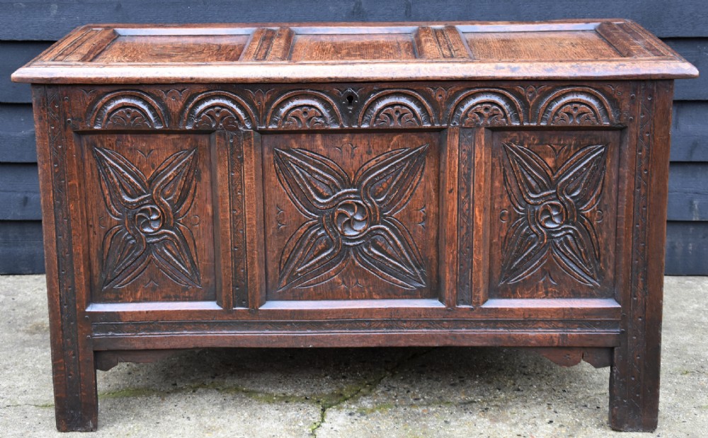 Good Quality 17th Century Oak Panelled Coffer, Circa 1690.