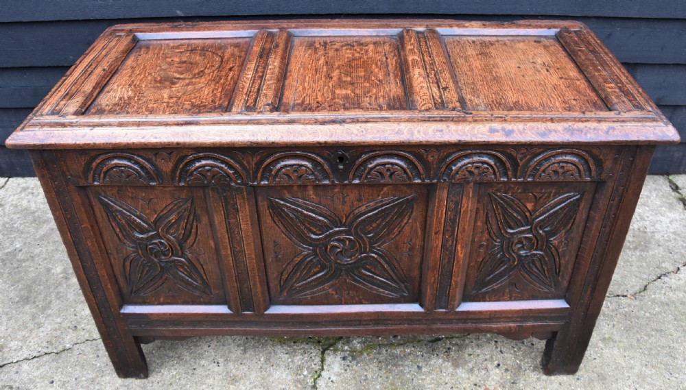 Good Quality 17th Century Oak Panelled Coffer, Circa 1690. View II