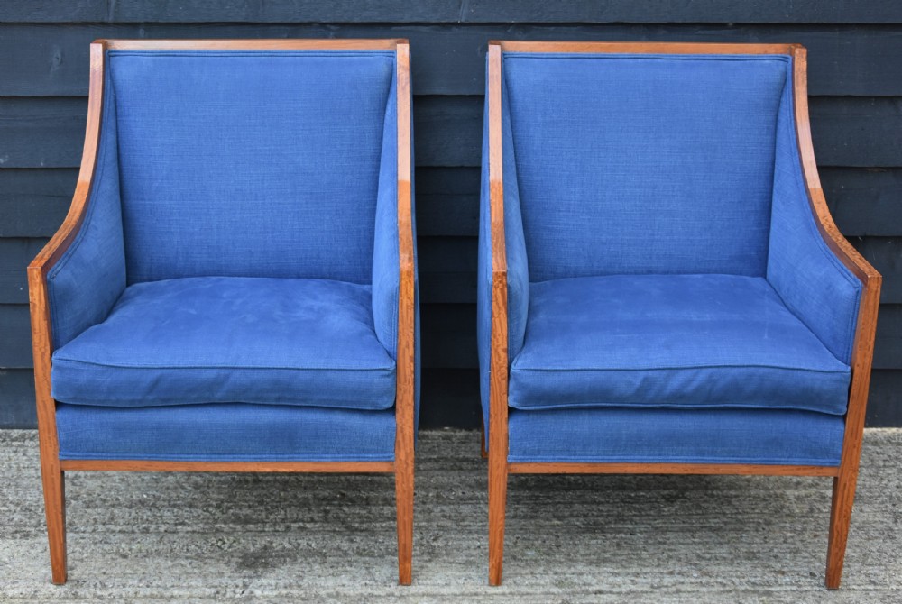 Fine Quality Pair of Satinwood Armchairs c.1900 View II