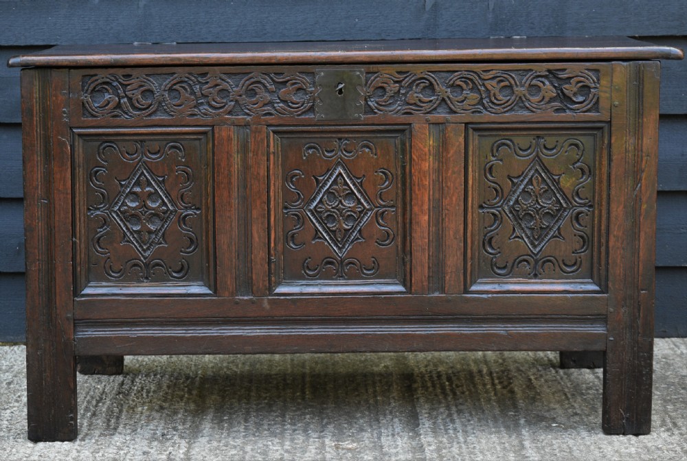 Beautiful Oak Panelled Coffer Box c.1690  View II