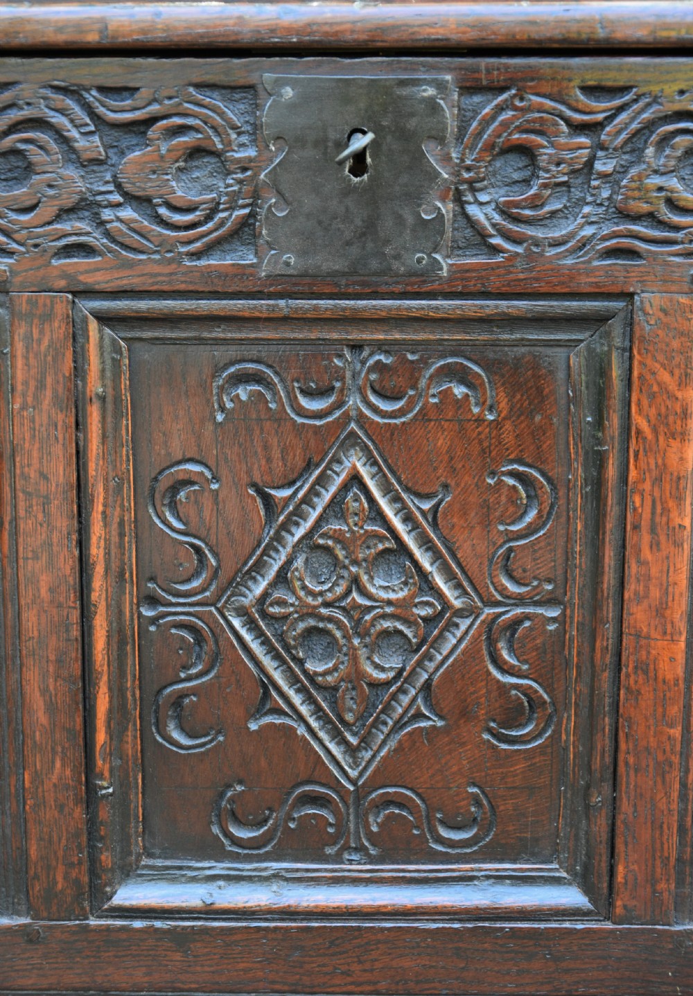 Beautiful Oak Panelled Coffer Box c.1690  View IV