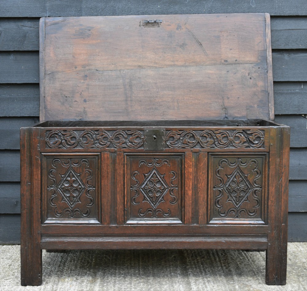 Beautiful Oak Panelled Coffer Box c.1690  View IX