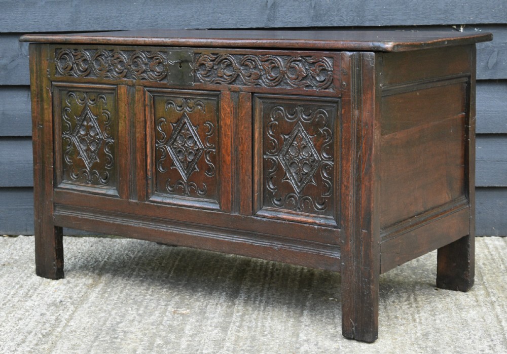 Beautiful Oak Panelled Coffer Box c.1690  View X