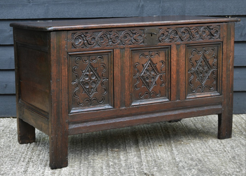 Beautiful Oak Panelled Coffer Box c.1690  View XI
