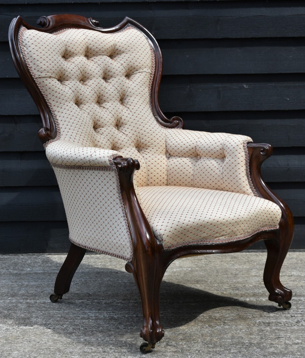 Wonderful Victorian Button Back Armchair C.1860. View V