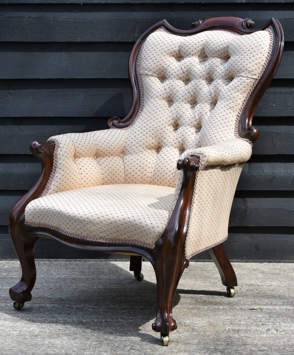 Wonderful Victorian Button Back Armchair C.1860. View VIII