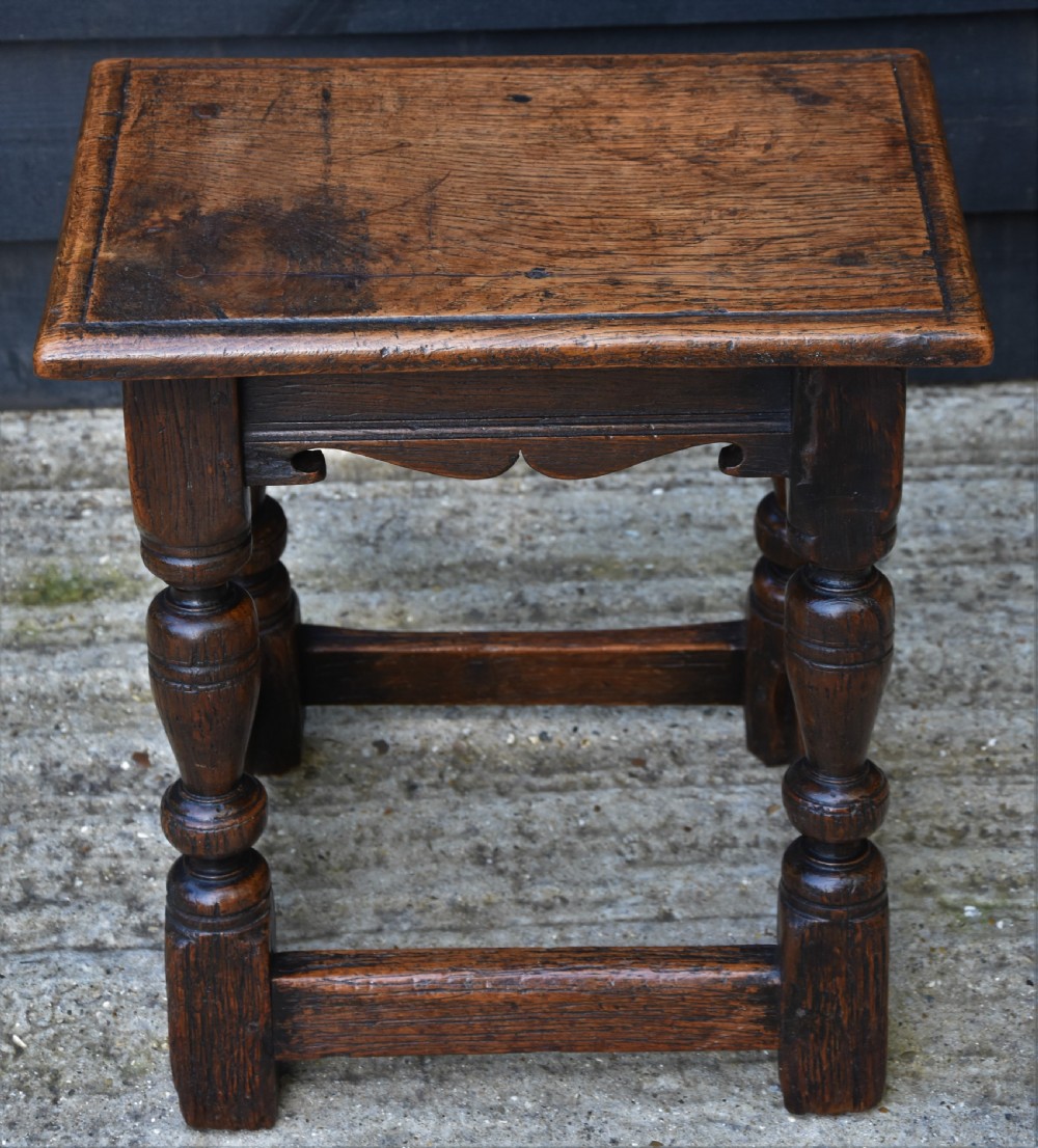 Lovely 19th Century Oak Joint Stool C.1800-1850. View III
