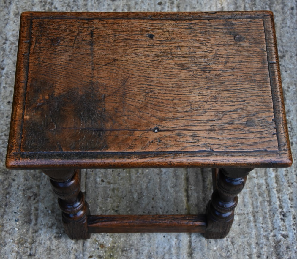 Lovely 19th Century Oak Joint Stool C.1800-1850. View VI