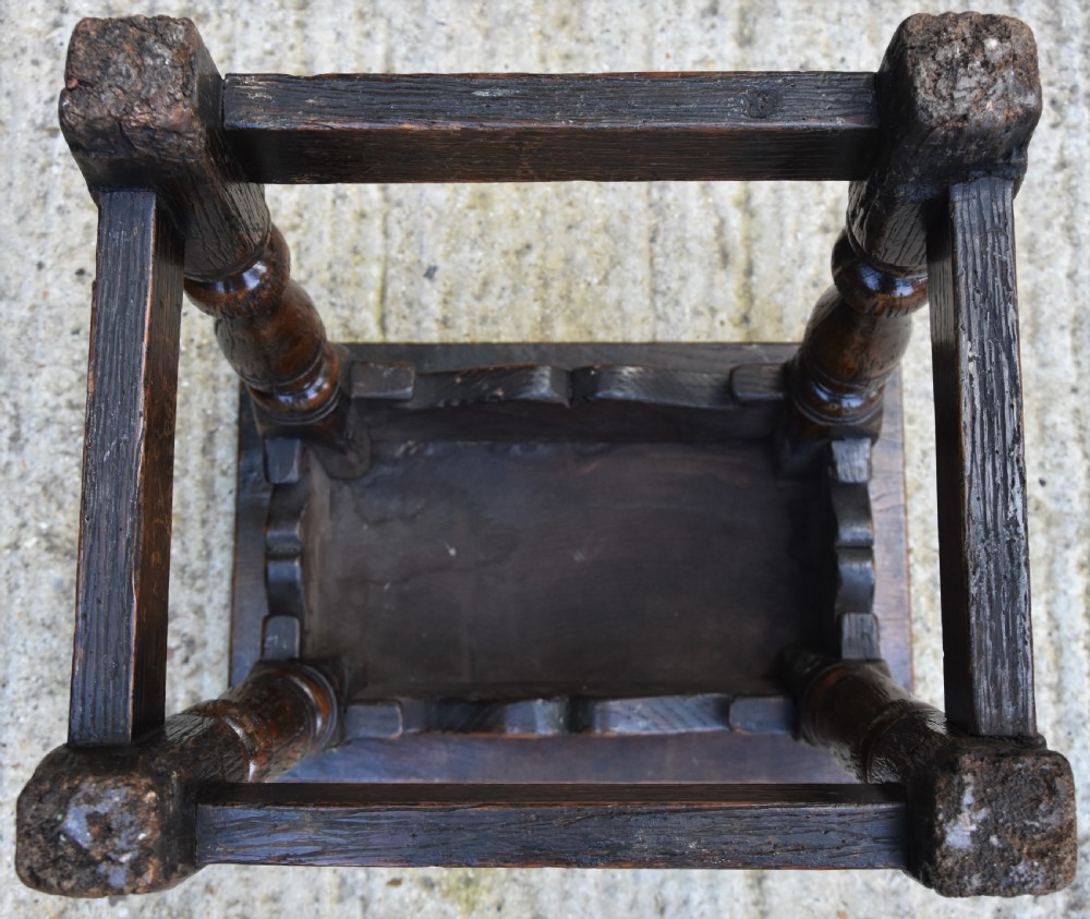 Lovely 19th Century Oak Joint Stool C.1800-1850. View VII
