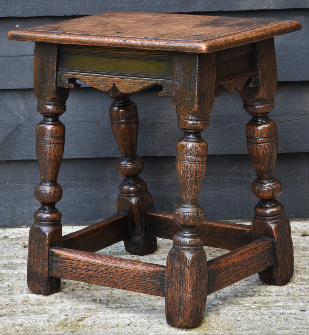 Lovely 19th Century Oak Joint Stool C.1800-1850. View VIII