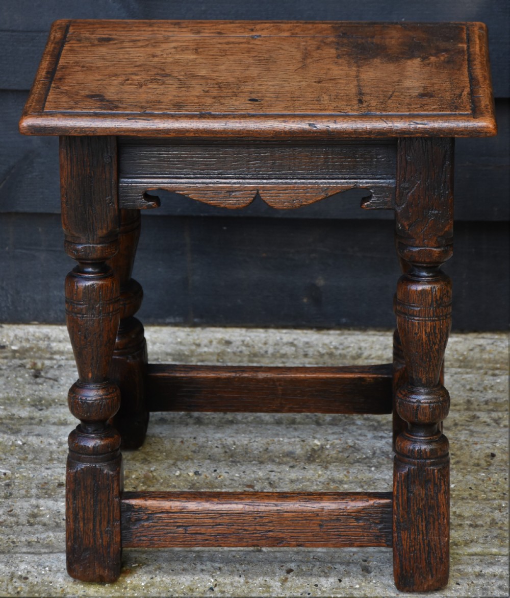 Lovely 19th Century Oak Joint Stool C.1800-1850. View IX