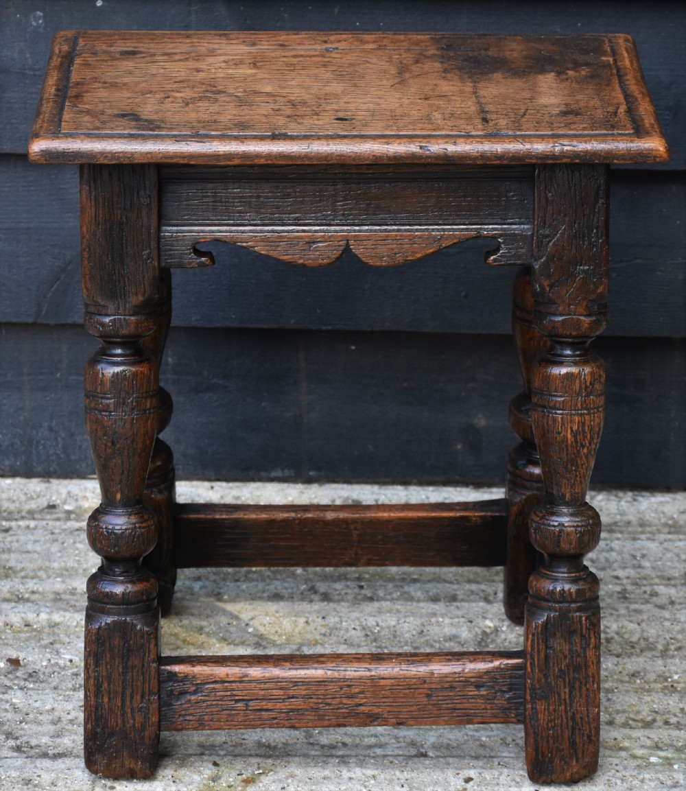 Lovely 19th Century Oak Joint Stool C.1800-1850. View X