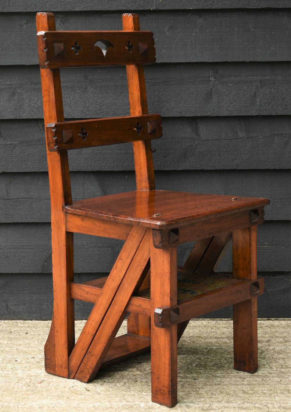 Victorian Walnut Metamorphic Chair Steps, Arts & Crafts Period C.1890. View III
