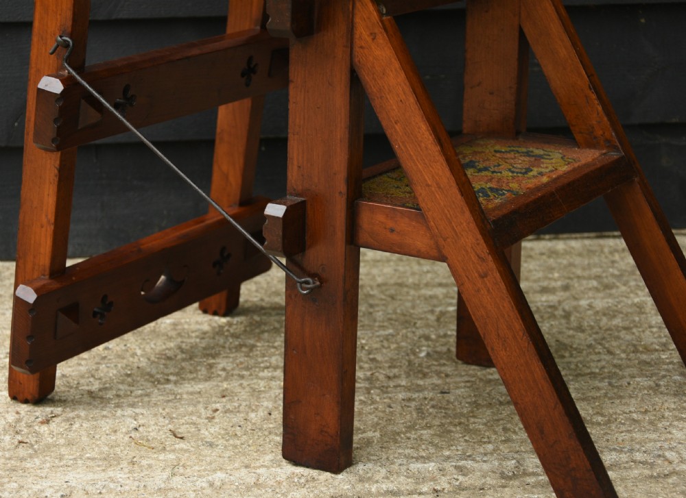 Victorian Walnut Metamorphic Chair Steps, Arts & Crafts Period C.1890. View X