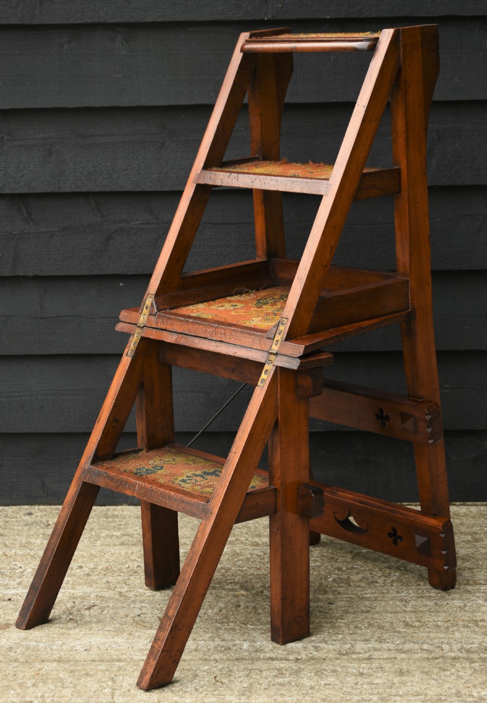Victorian Walnut Metamorphic Chair Steps, Arts & Crafts Period C.1890. View XI