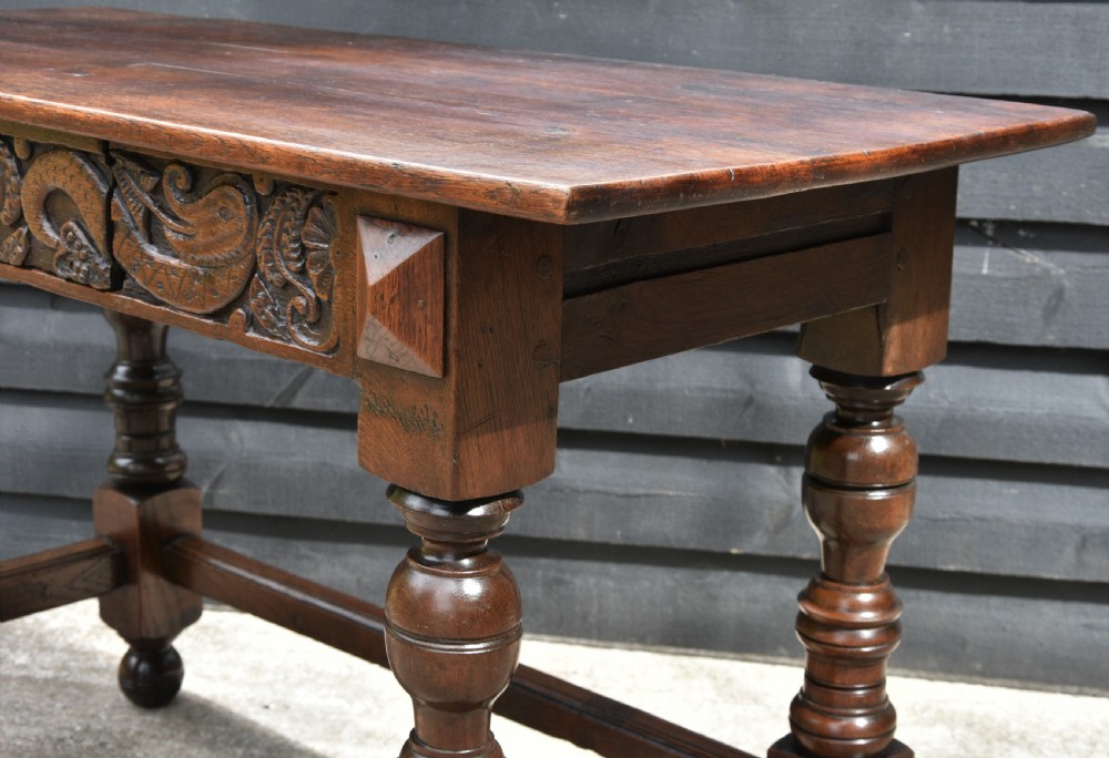 Lovely Victorian Oak Side Table C.1890, Hand Carved Dragon Decoration. View VIII