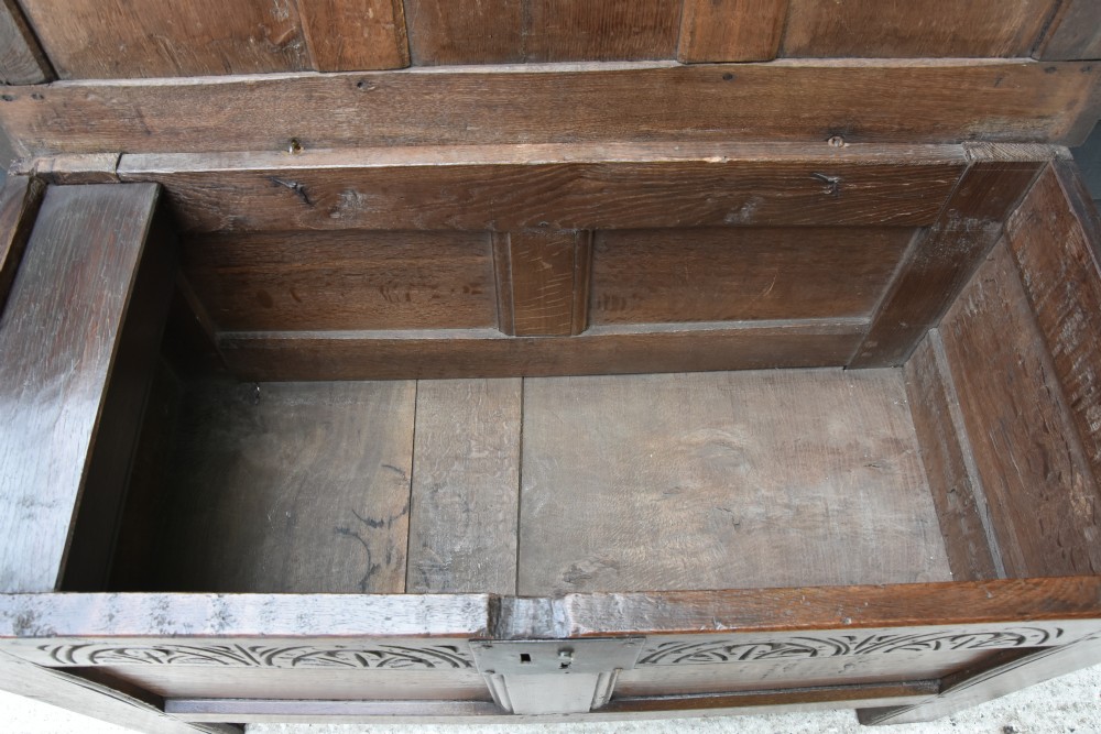 Handsome 17th Century Oak Coffer C.1680, Small Proportioned. View IX